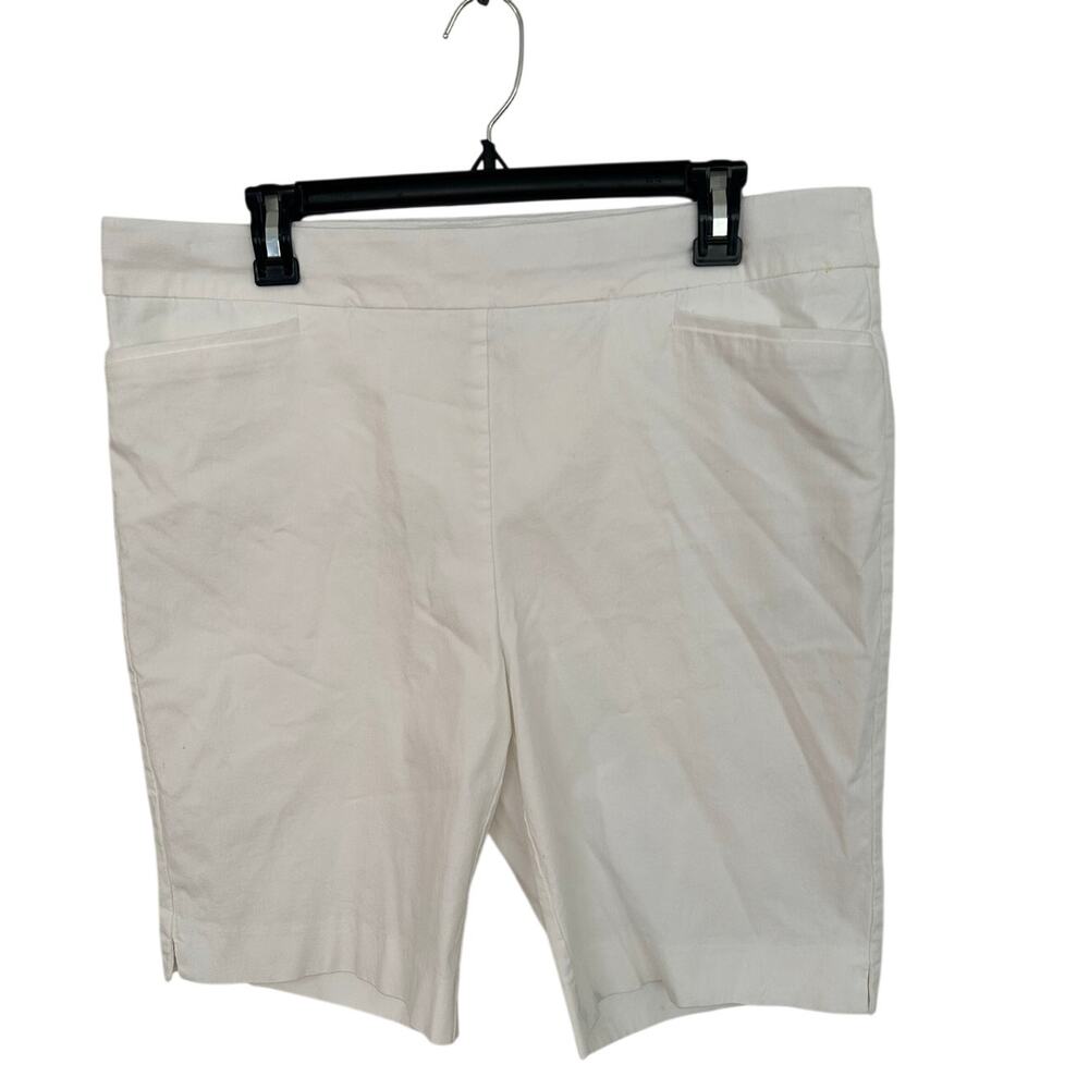 Chicos White Stretch Chino Shorts Women's 16 Casual Comfortable Capsule Classic